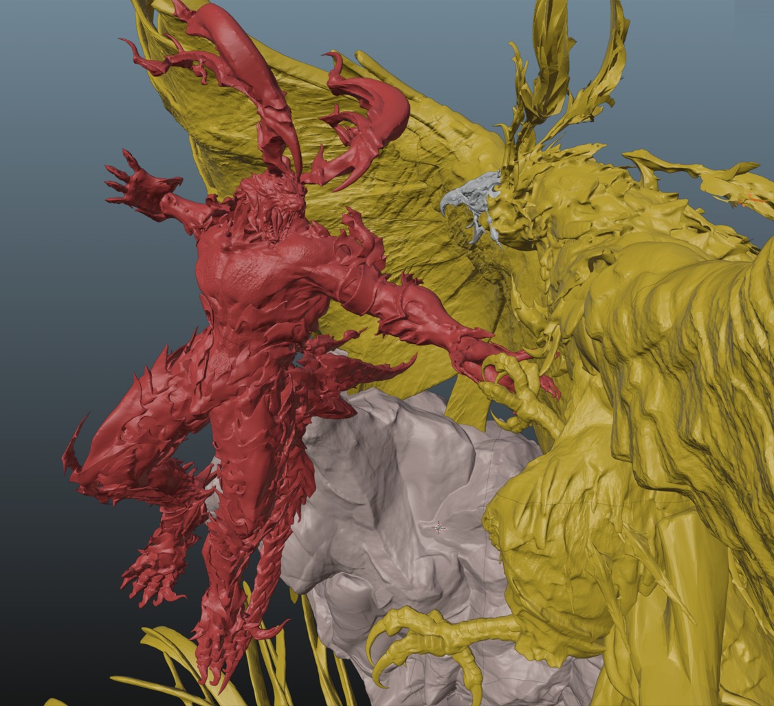 Final Fantasy XVI Ifrit vs Phoenix Diorama Two versions 3D print model_11