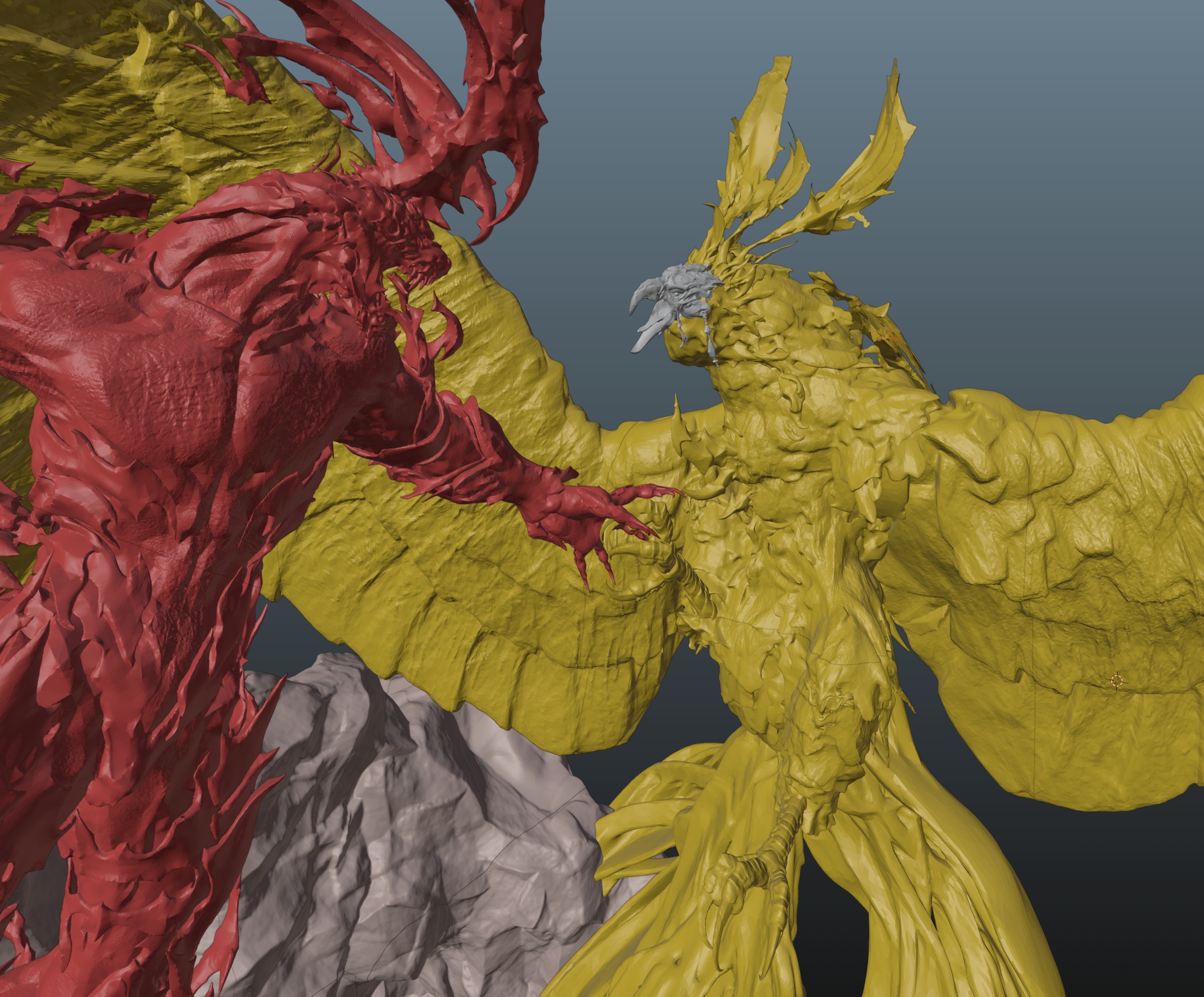 Final Fantasy XVI Ifrit vs Phoenix Diorama Two versions 3D print model_3
