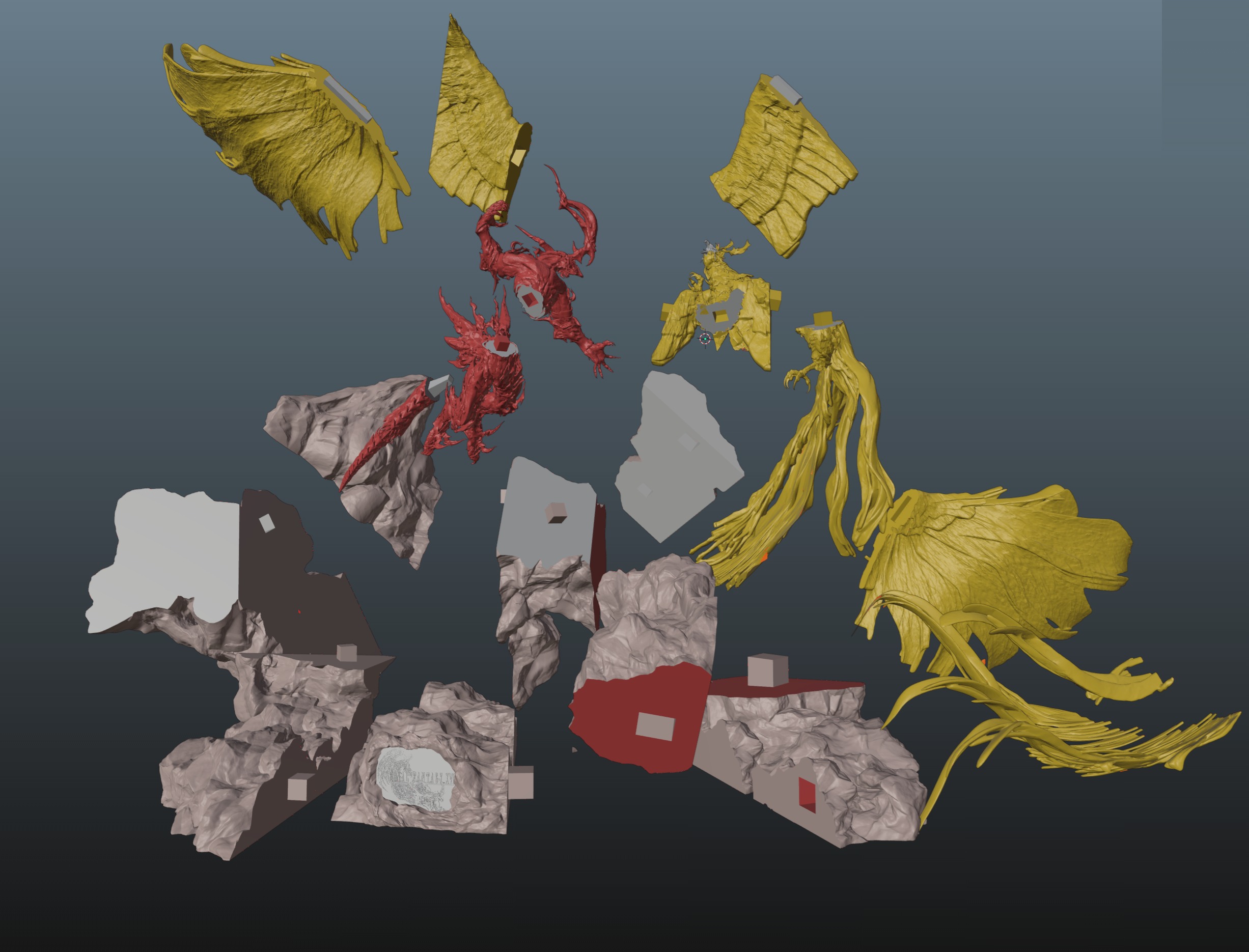 Final Fantasy XVI Ifrit vs Phoenix Diorama Two versions 3D print model_5