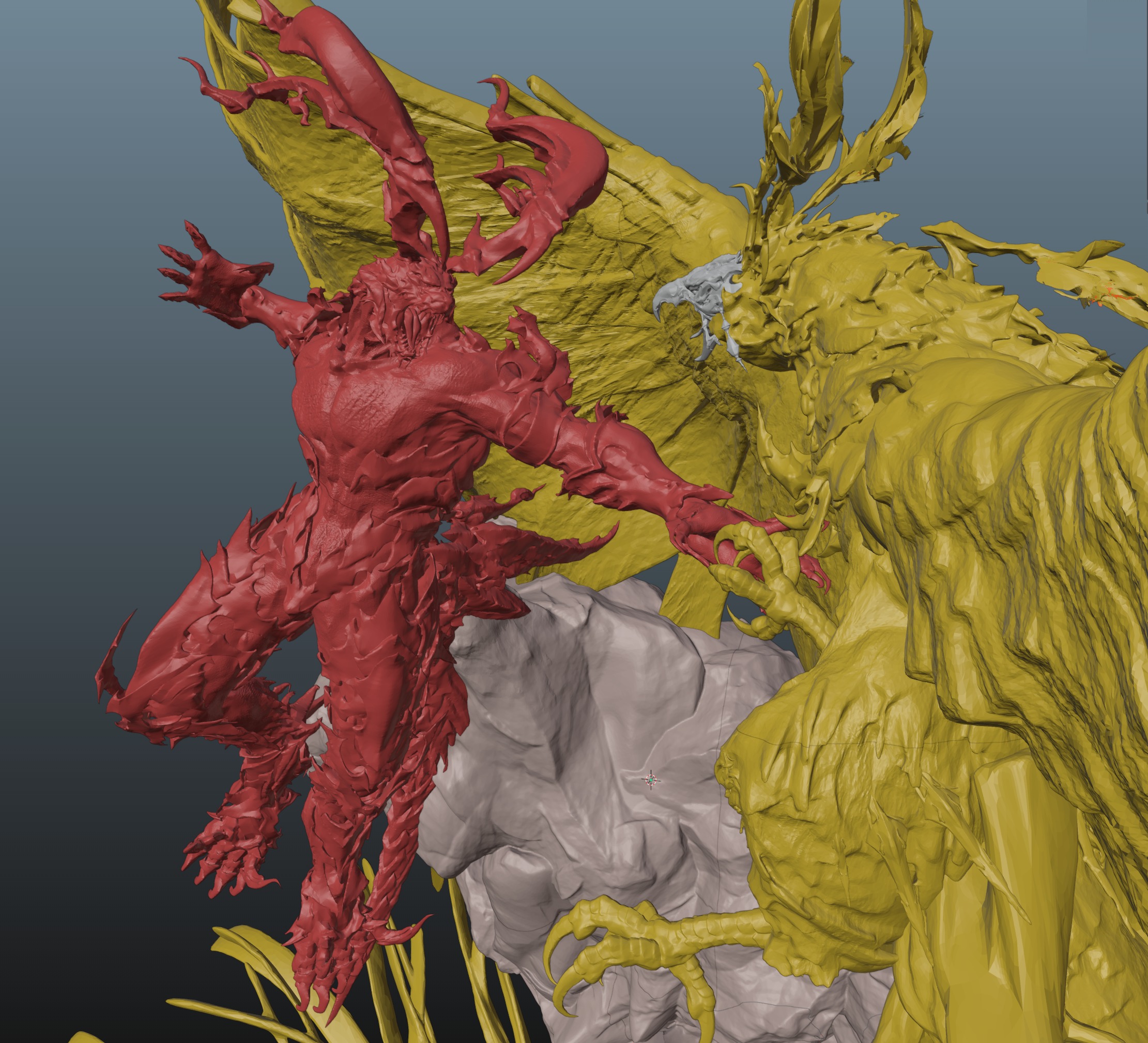 Final Fantasy XVI Ifrit vs Phoenix Diorama Two versions 3D print model_7