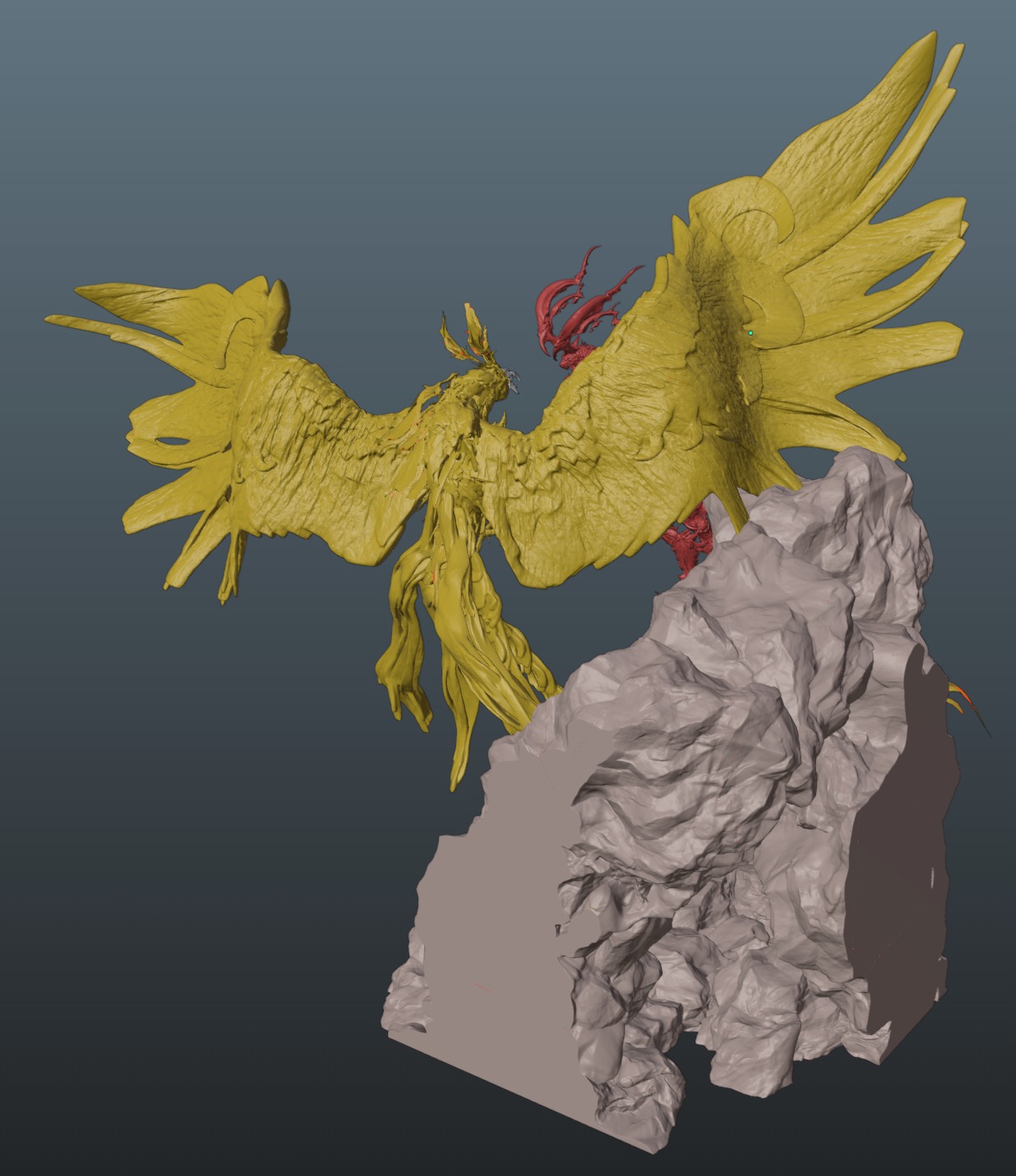 Final Fantasy XVI Ifrit vs Phoenix Diorama Two versions 3D print model_9