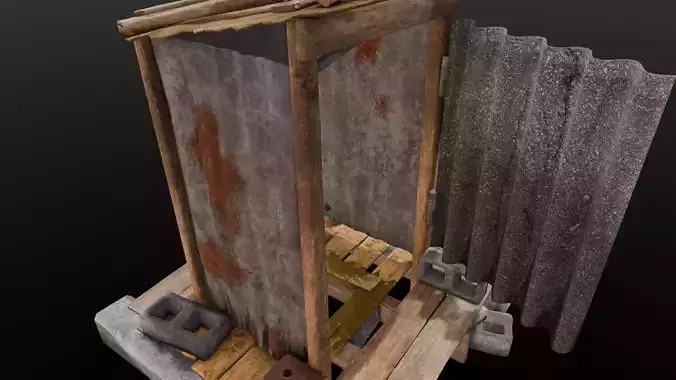  Rusted Old Toilet Low-poly 3D model