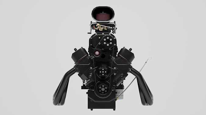 Powerful Supercharged V8 Engine Black 3D model 5