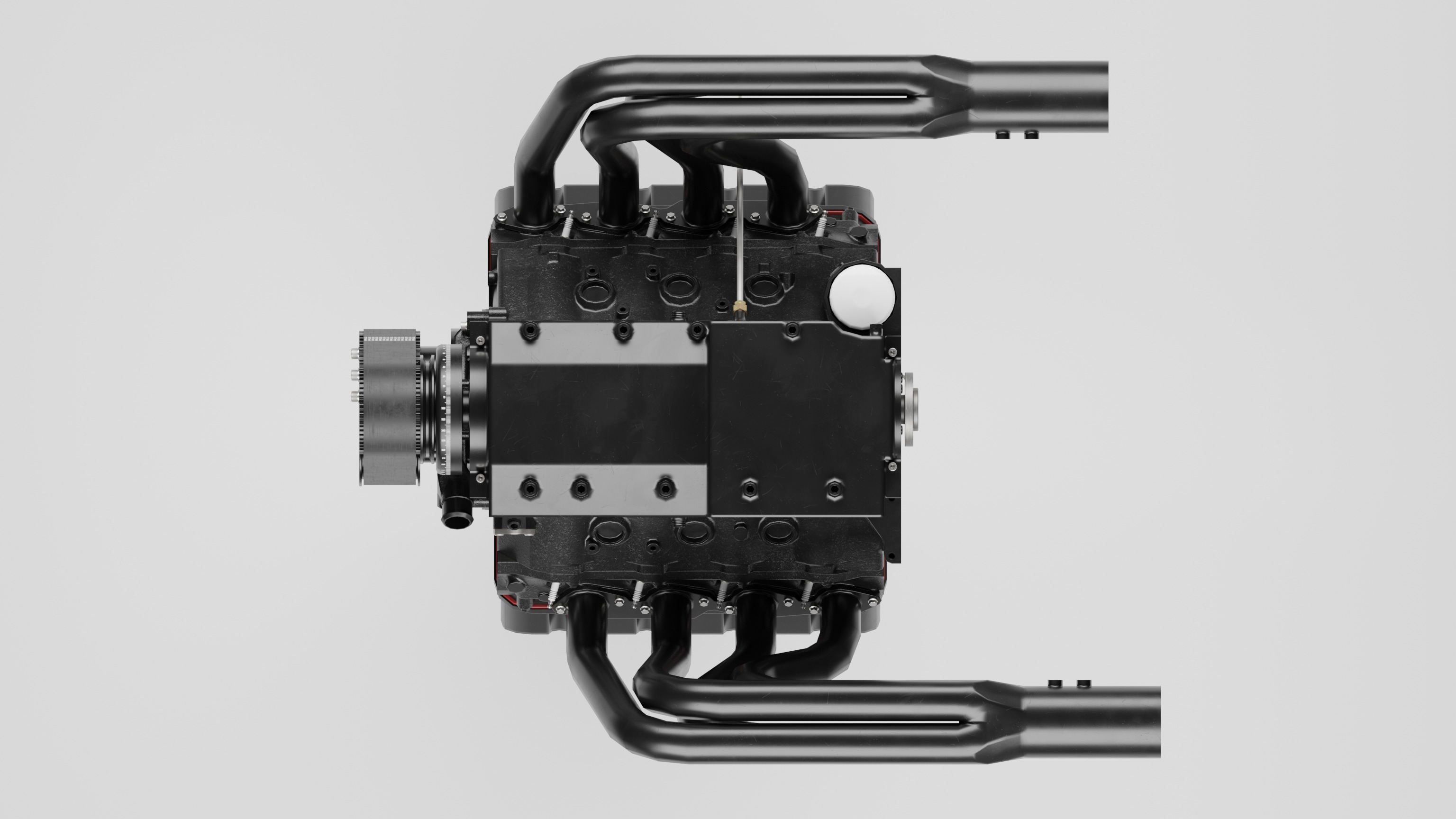 Powerful Supercharged V8 Engine Black 3D model_9