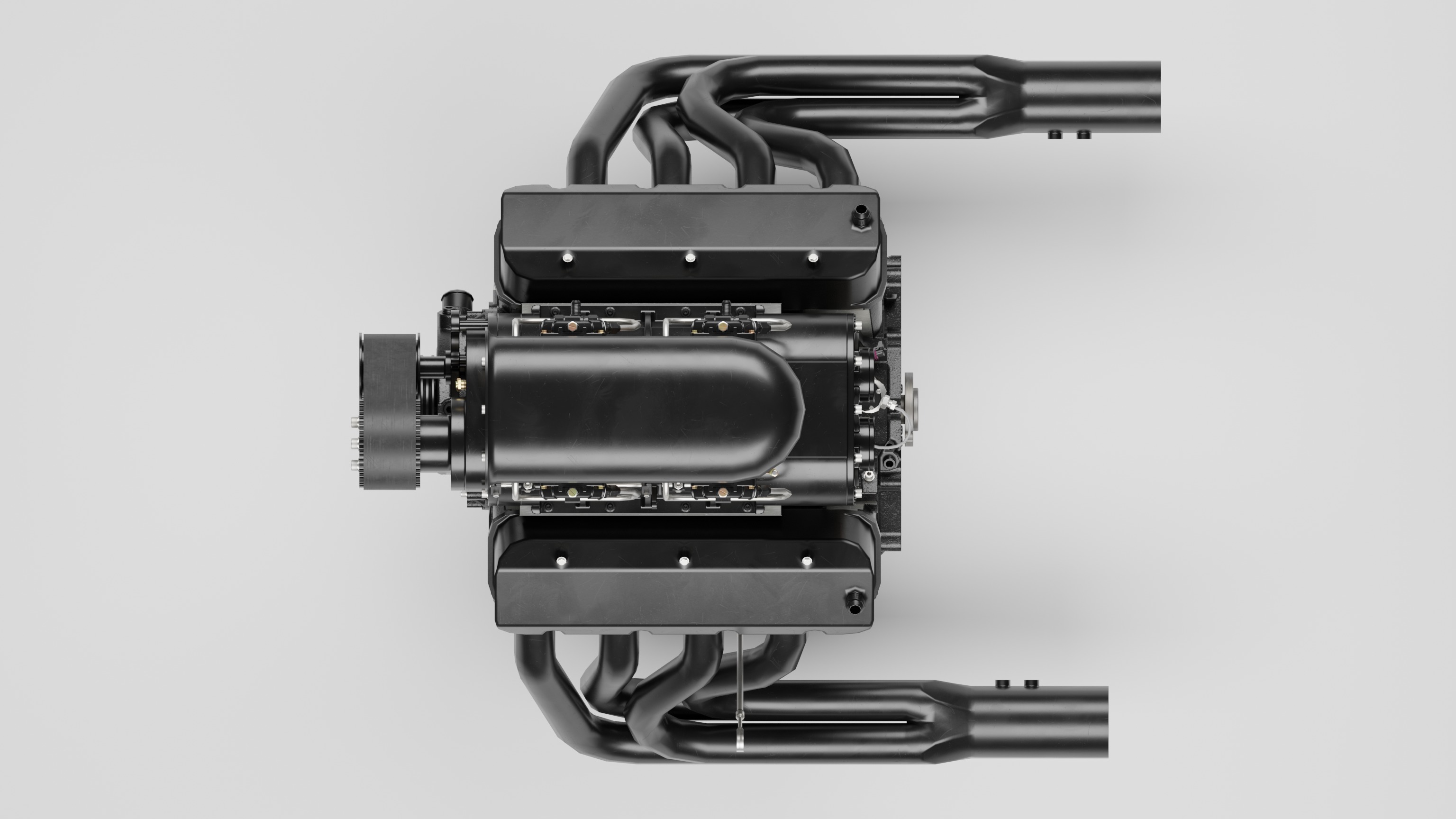 Powerful Supercharged V8 Engine Black 3D model_8