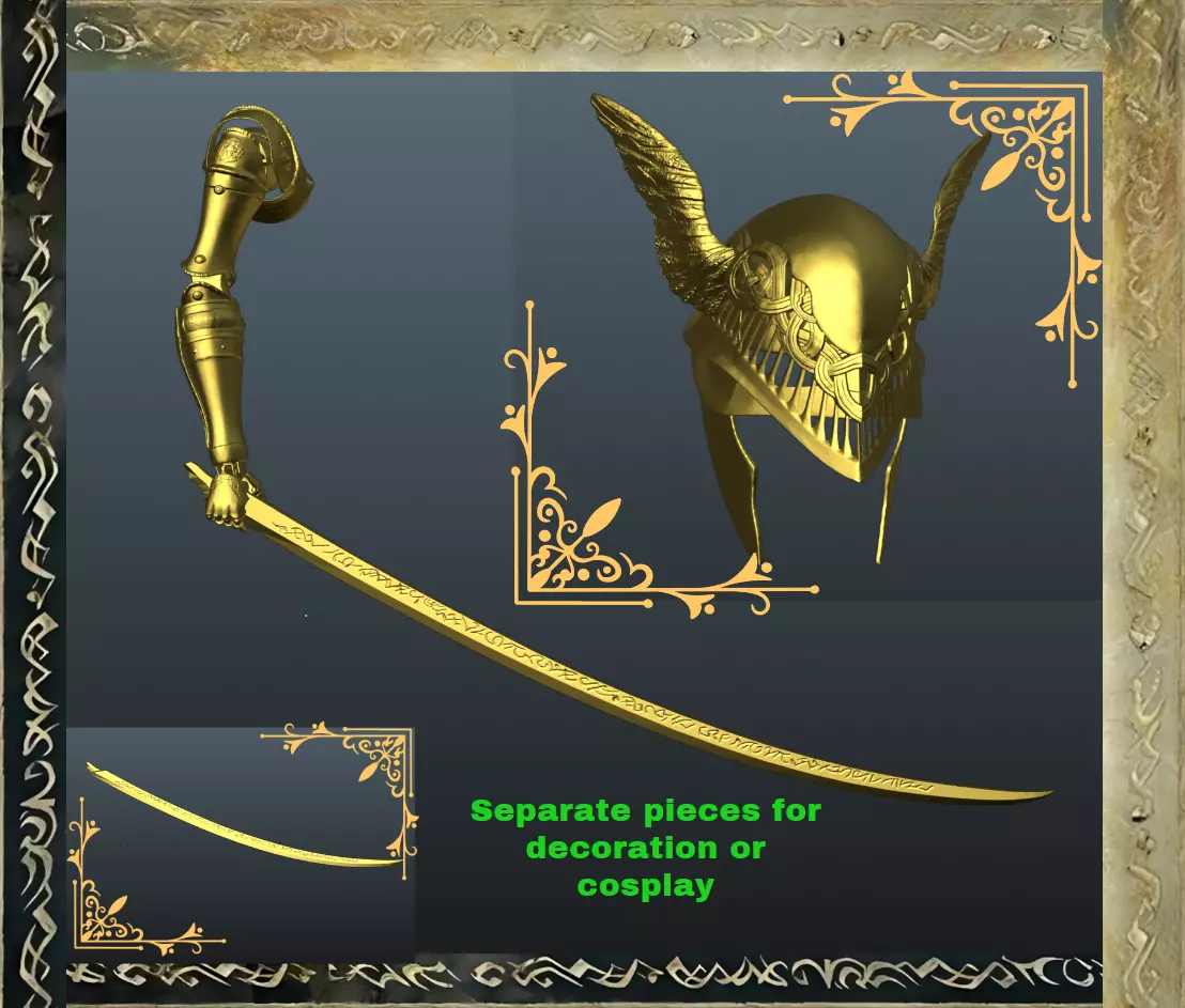 Malenia Helmet with Prosthetic and Katana 3D print model