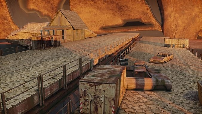 Construction Bridge Low-poly 3D model 6