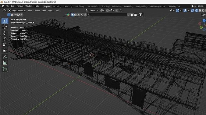 Construction Bridge Low-poly 3D model 2