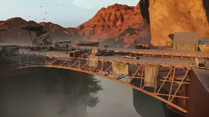 Construction Bridge Low-poly 3D model