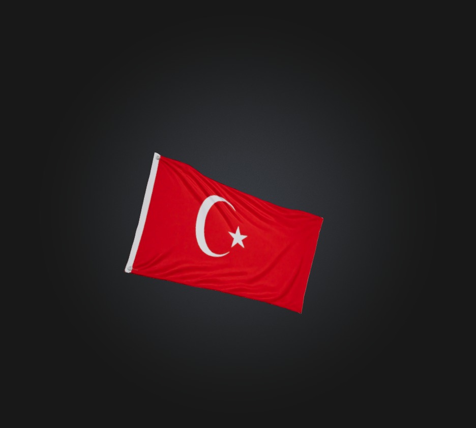 Turkey Flag Low-poly 3D model_2