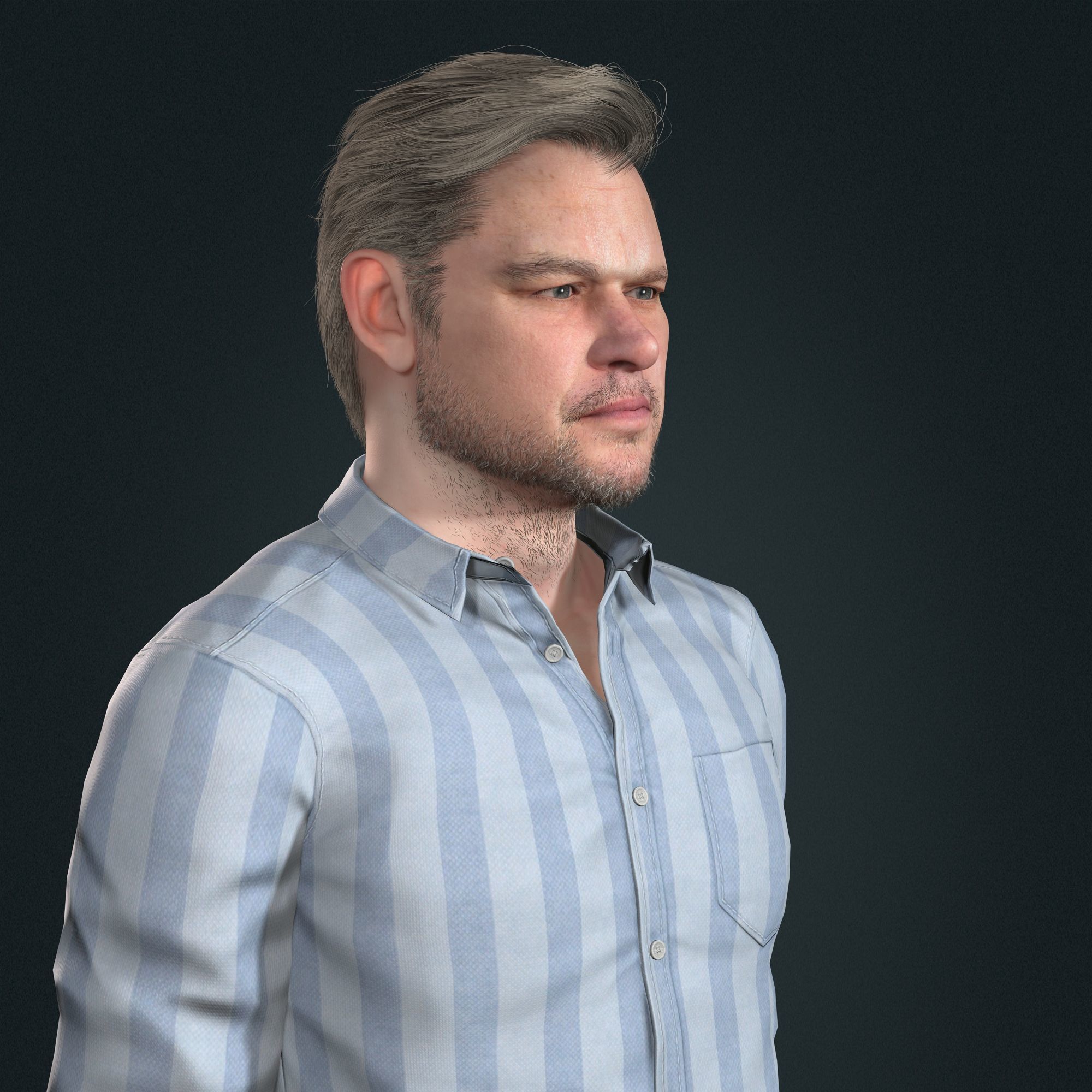 Matt Damon 3d model low-poly Low-poly 3D model_5