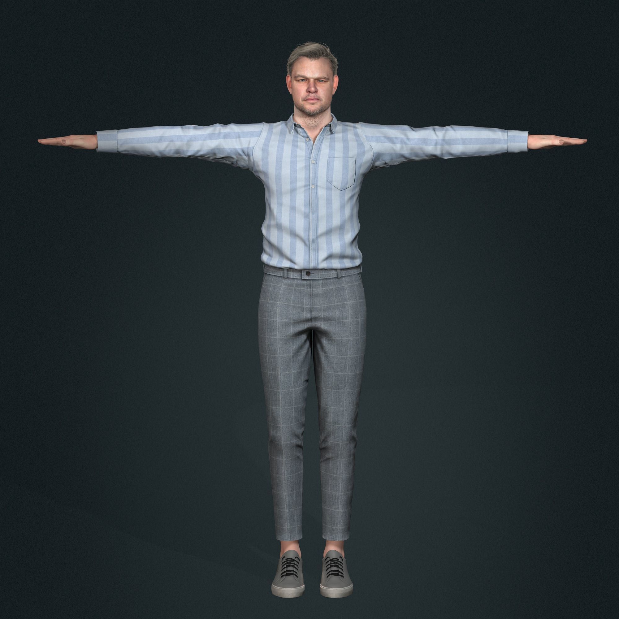 Matt Damon 3d model low-poly Low-poly 3D model_2