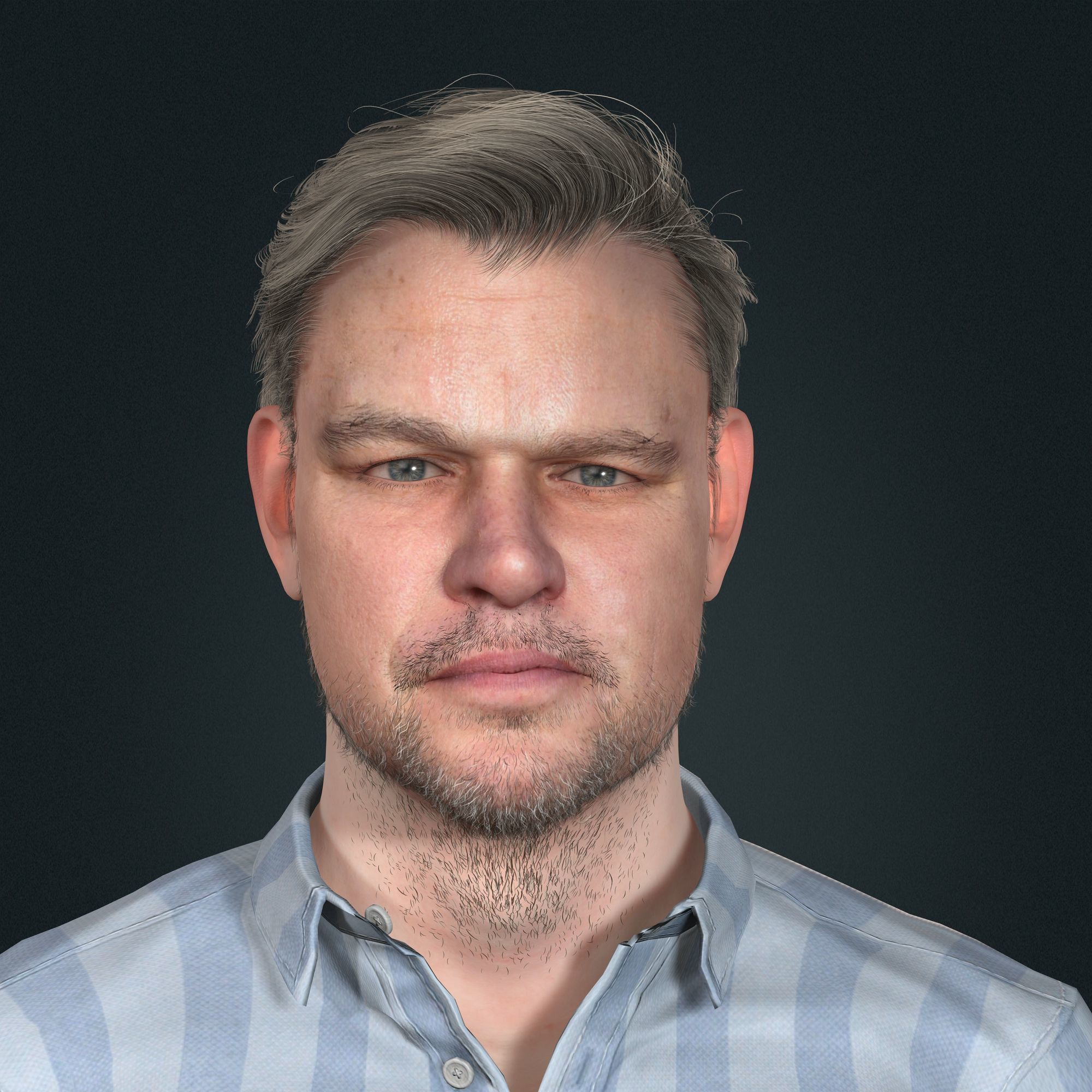 Matt Damon 3d model low-poly Low-poly 3D model_1