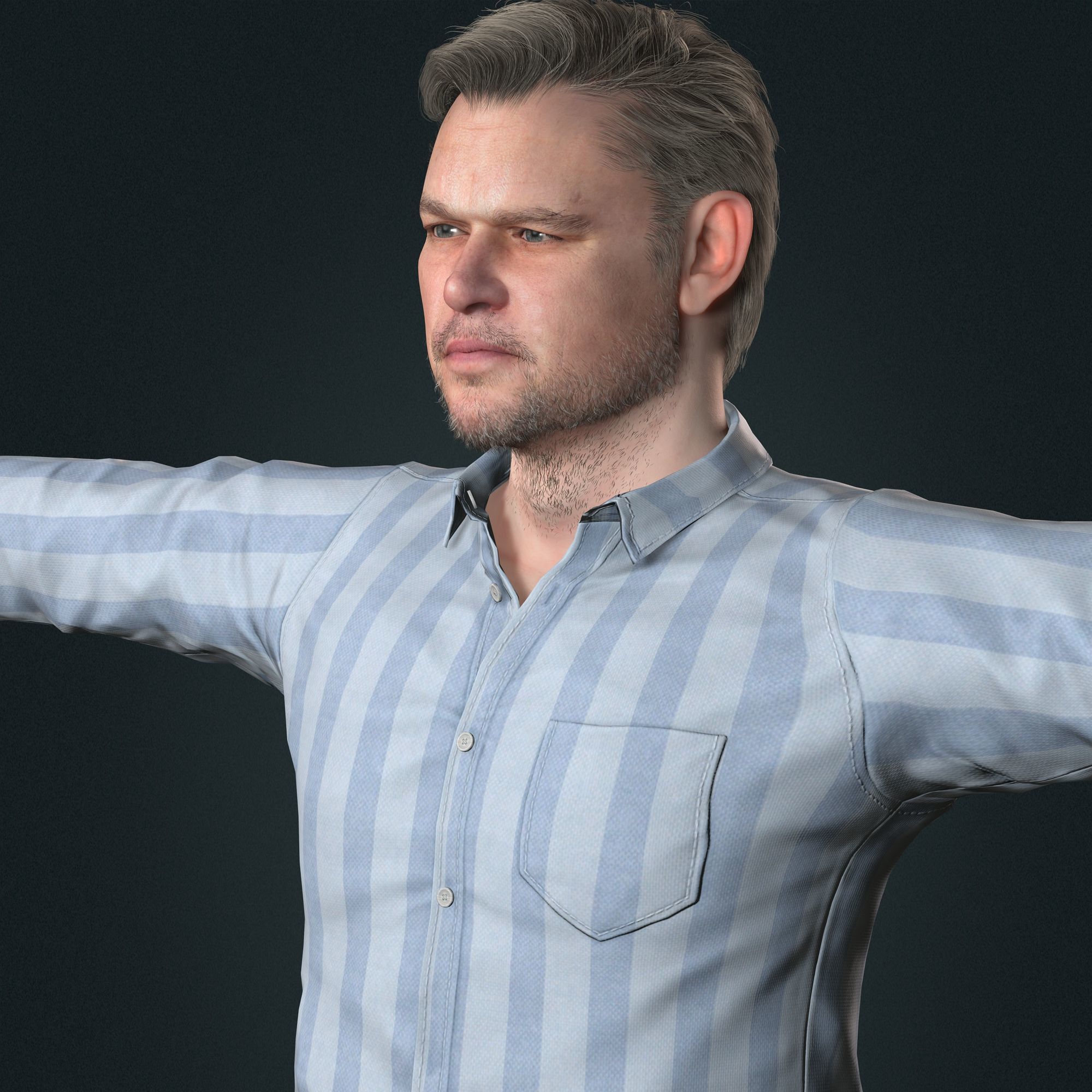 Matt Damon 3d model low-poly Low-poly 3D model_8