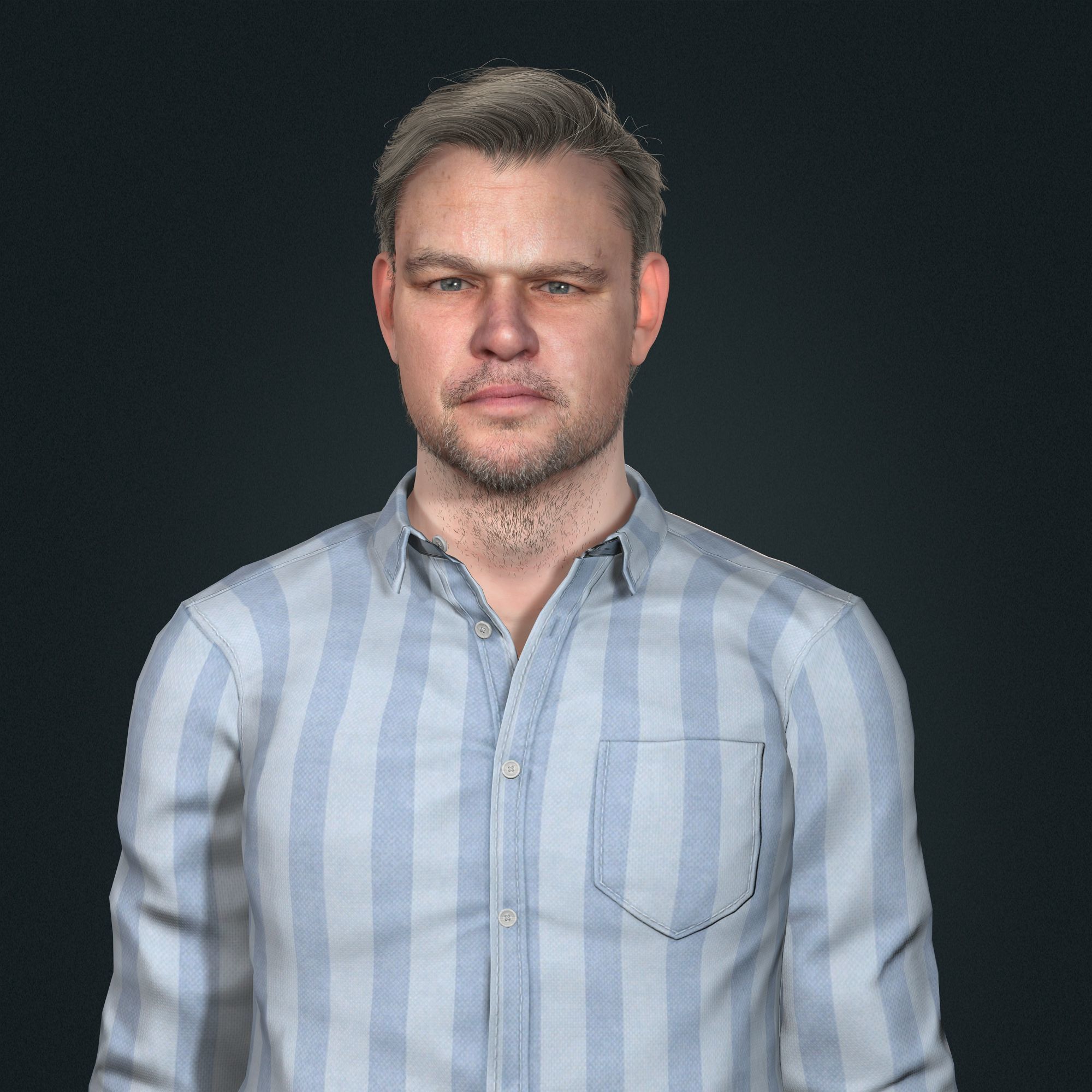 Matt Damon 3d model low-poly Low-poly 3D model_3