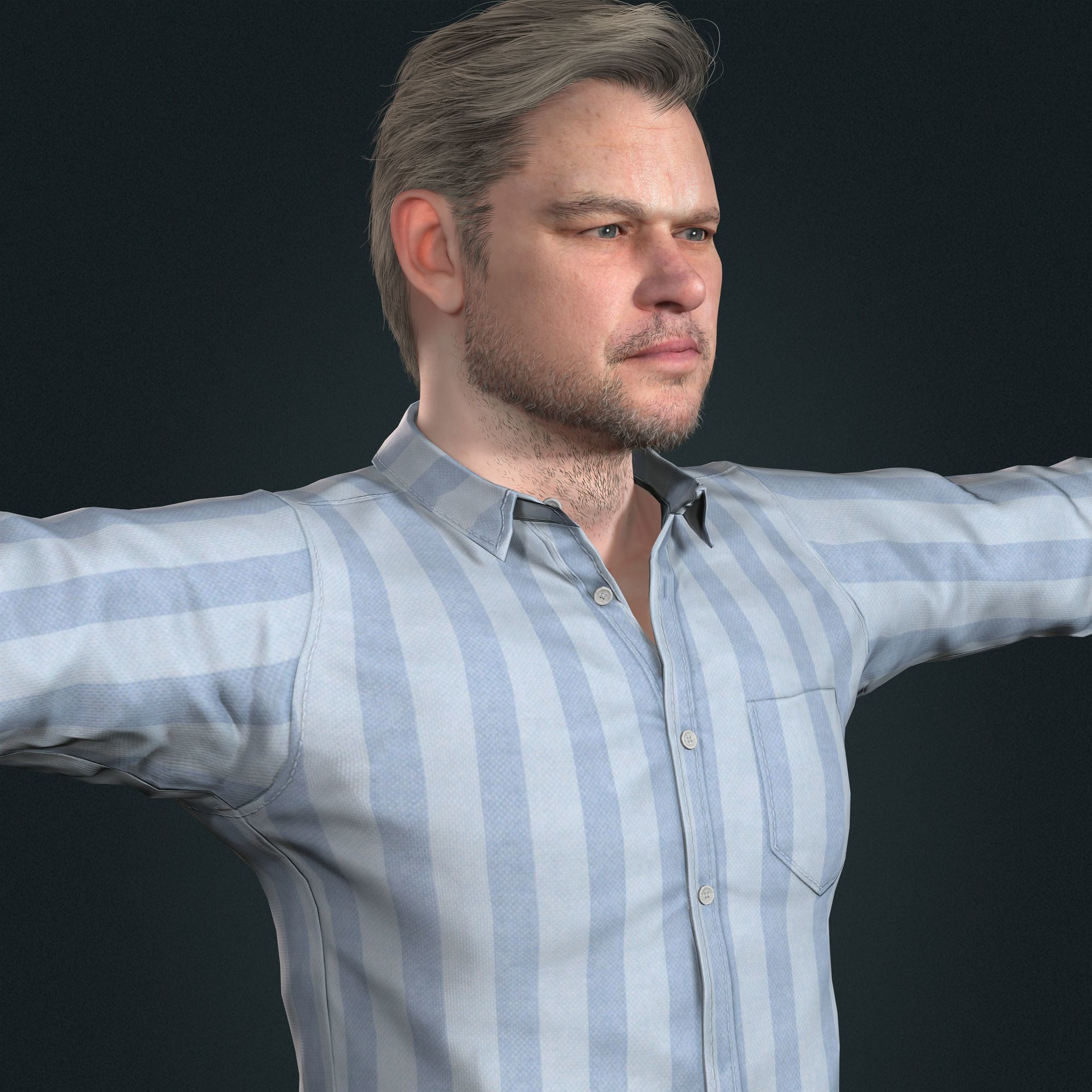 Matt Damon 3d model low-poly Low-poly 3D model_6