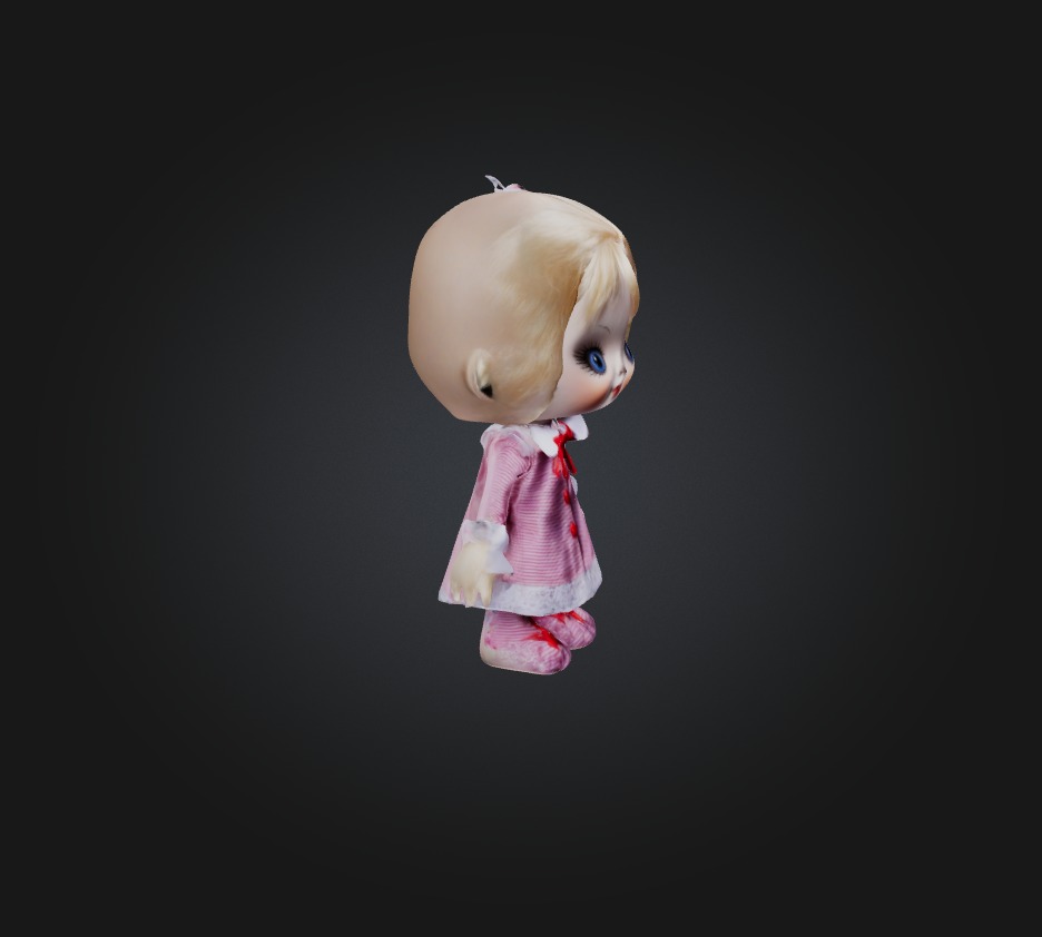 doll toy 3 Low-poly 3D model_3