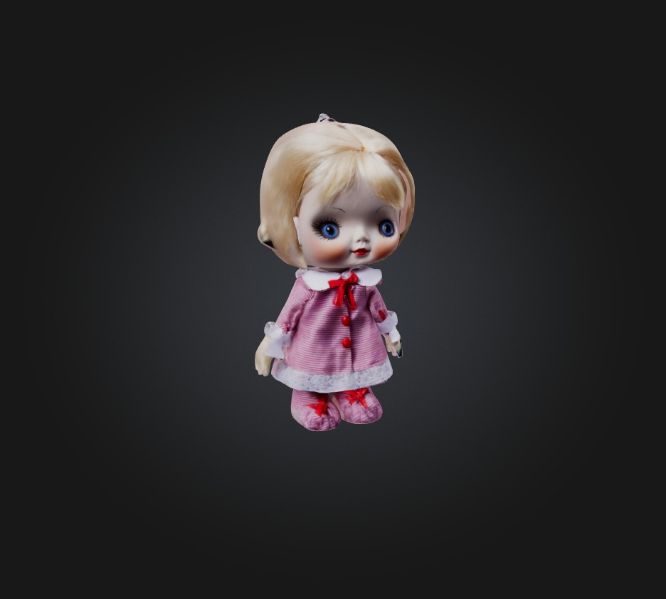 doll toy 3 Low-poly 3D model_2