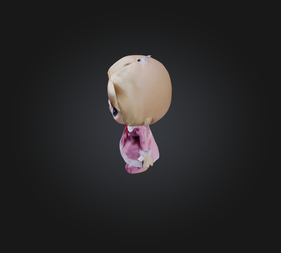doll toy 3 Low-poly 3D model_8