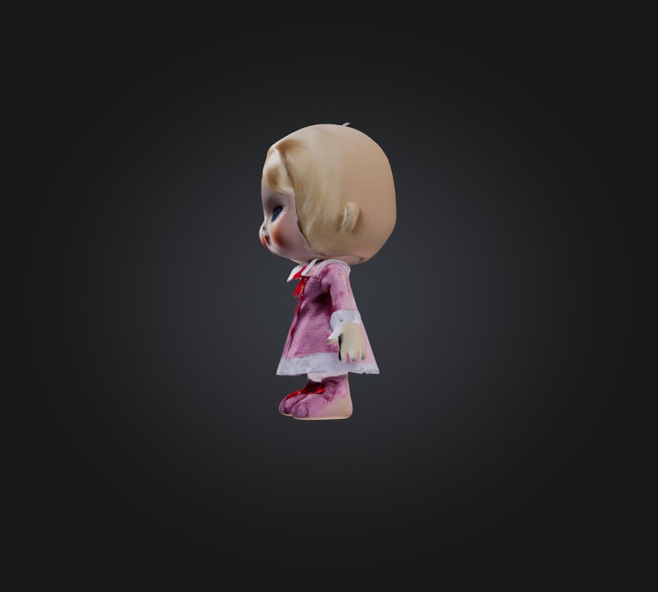 doll toy 3 Low-poly 3D model_7