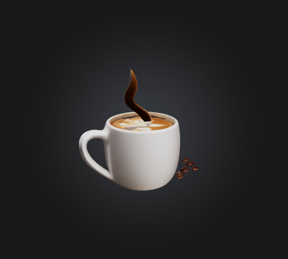 Coffee Low-poly 3D model_7