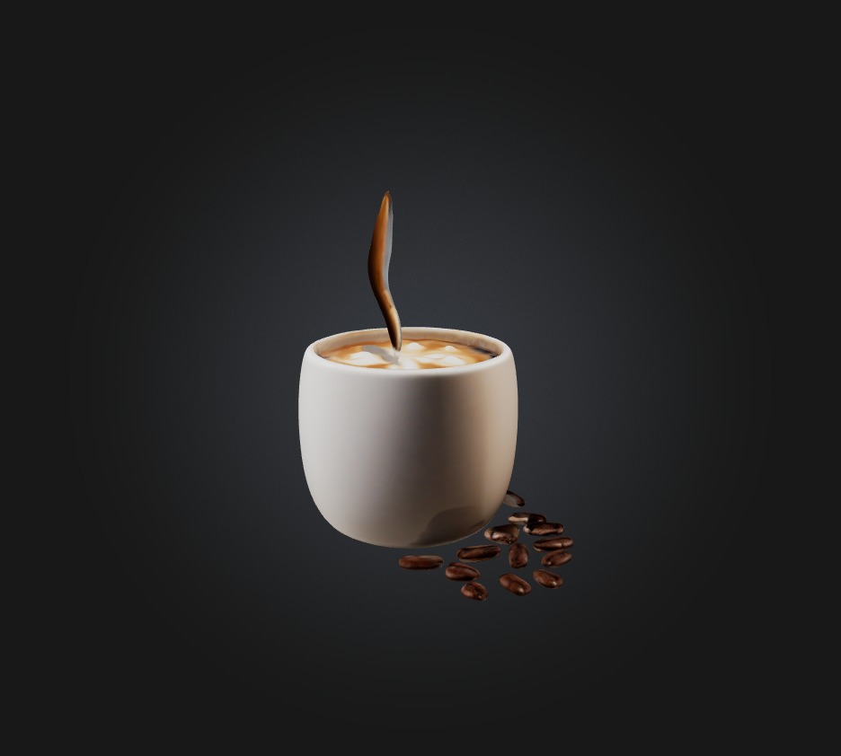 Coffee Low-poly 3D model_5