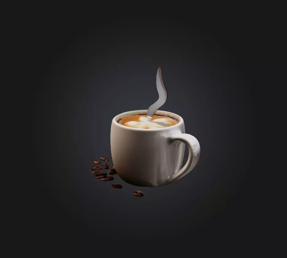 Coffee Low-poly 3D model_0