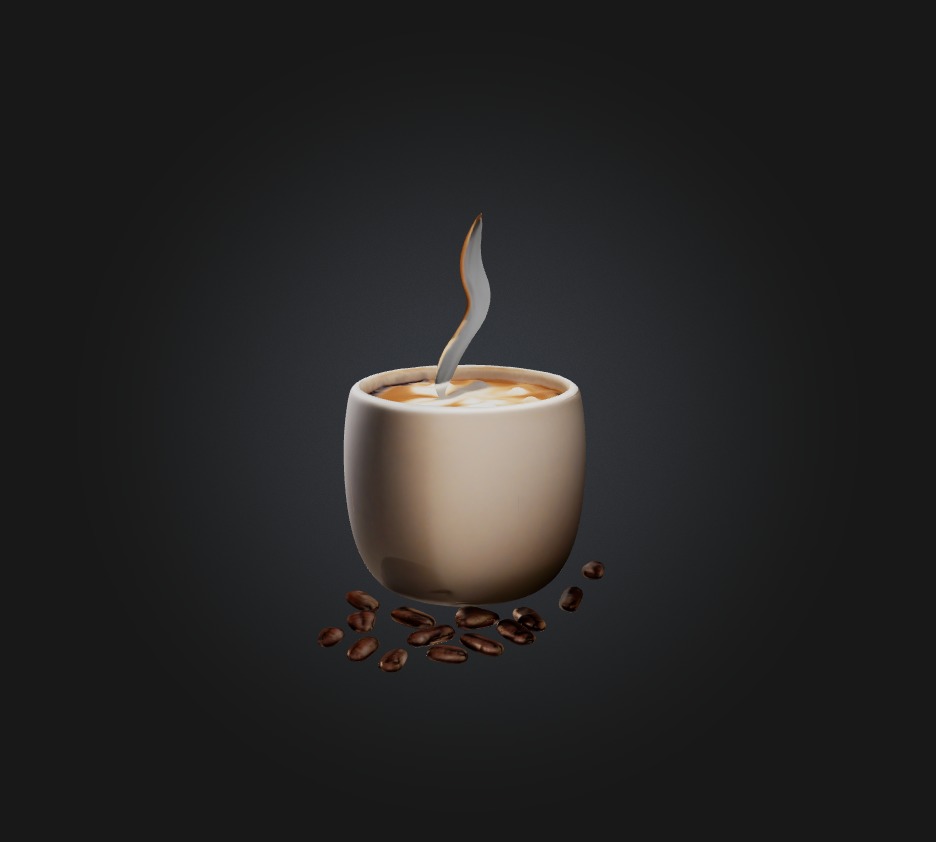 Coffee Low-poly 3D model_4