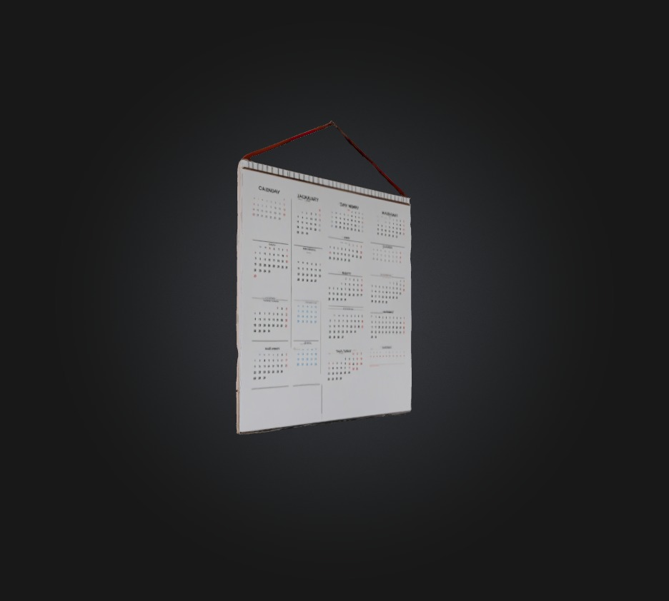 Calendar Low-poly 3D model_2