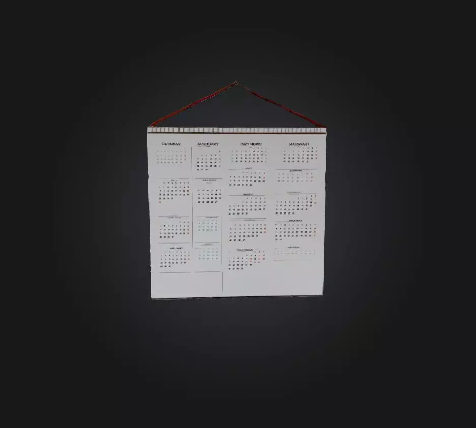 Calendar Low-poly 3D model_0