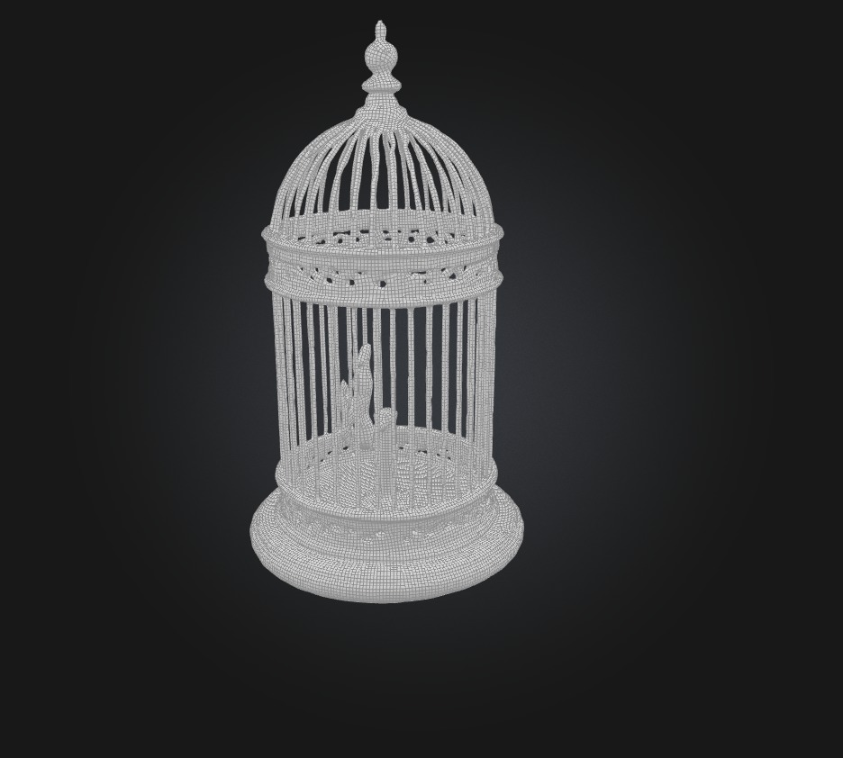 cage model Low-poly 3D model_1