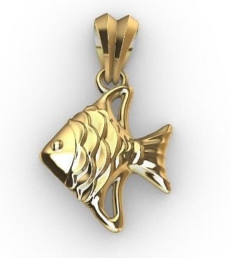 Gold Fish Pendant necklace charm  3D print model