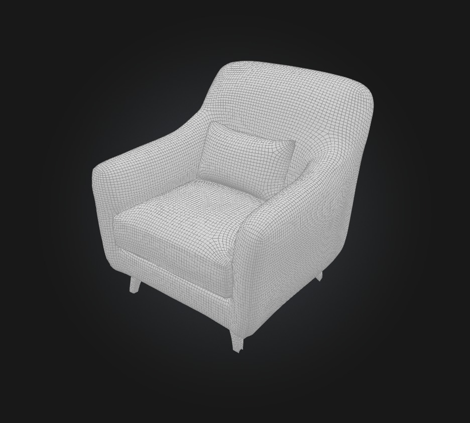 armchair Low-poly 3D model_1