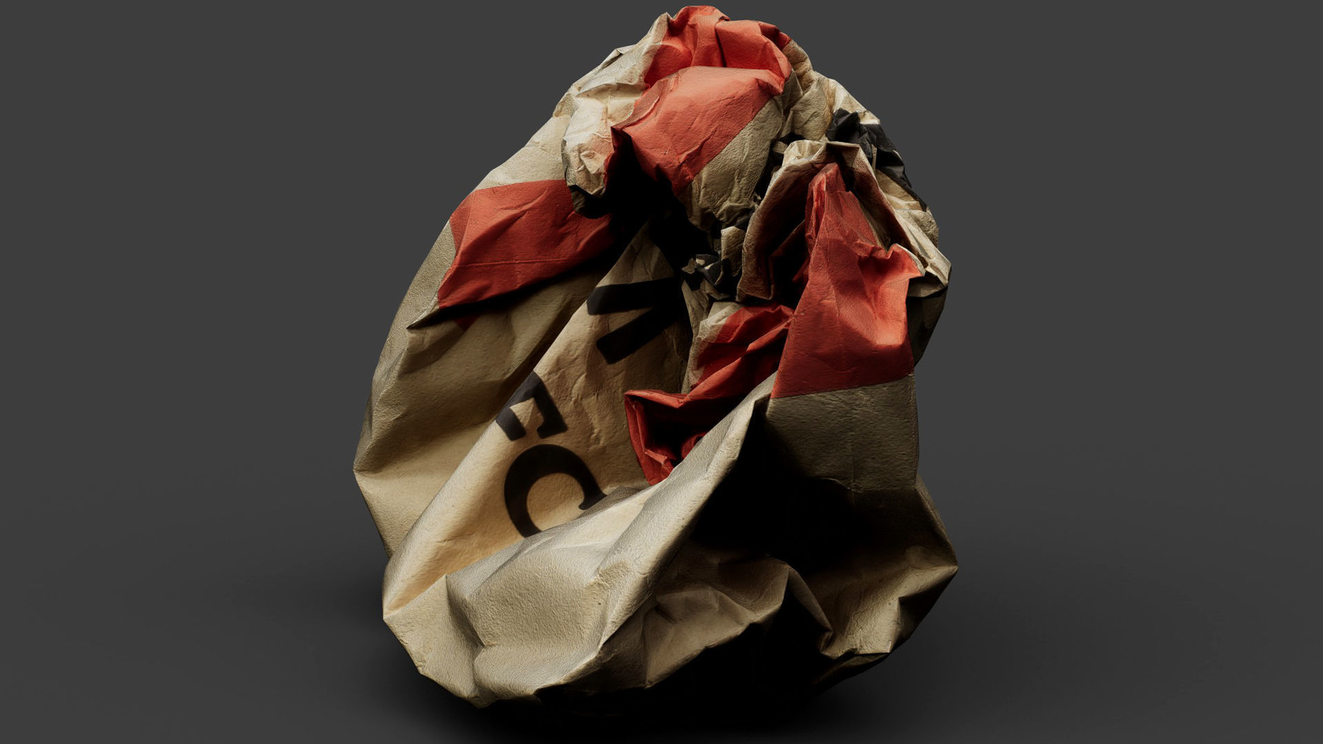 crumpled paperbag fastfood trash pt4 photogrammetry Low-poly 3D model_2
