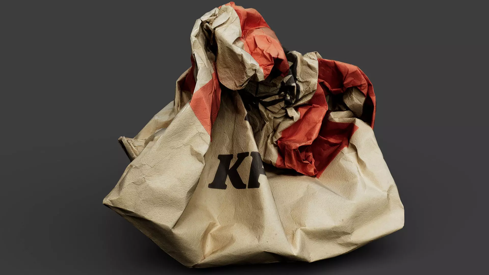 crumpled paperbag fastfood trash pt4 photogrammetry Low-poly 3D model_0