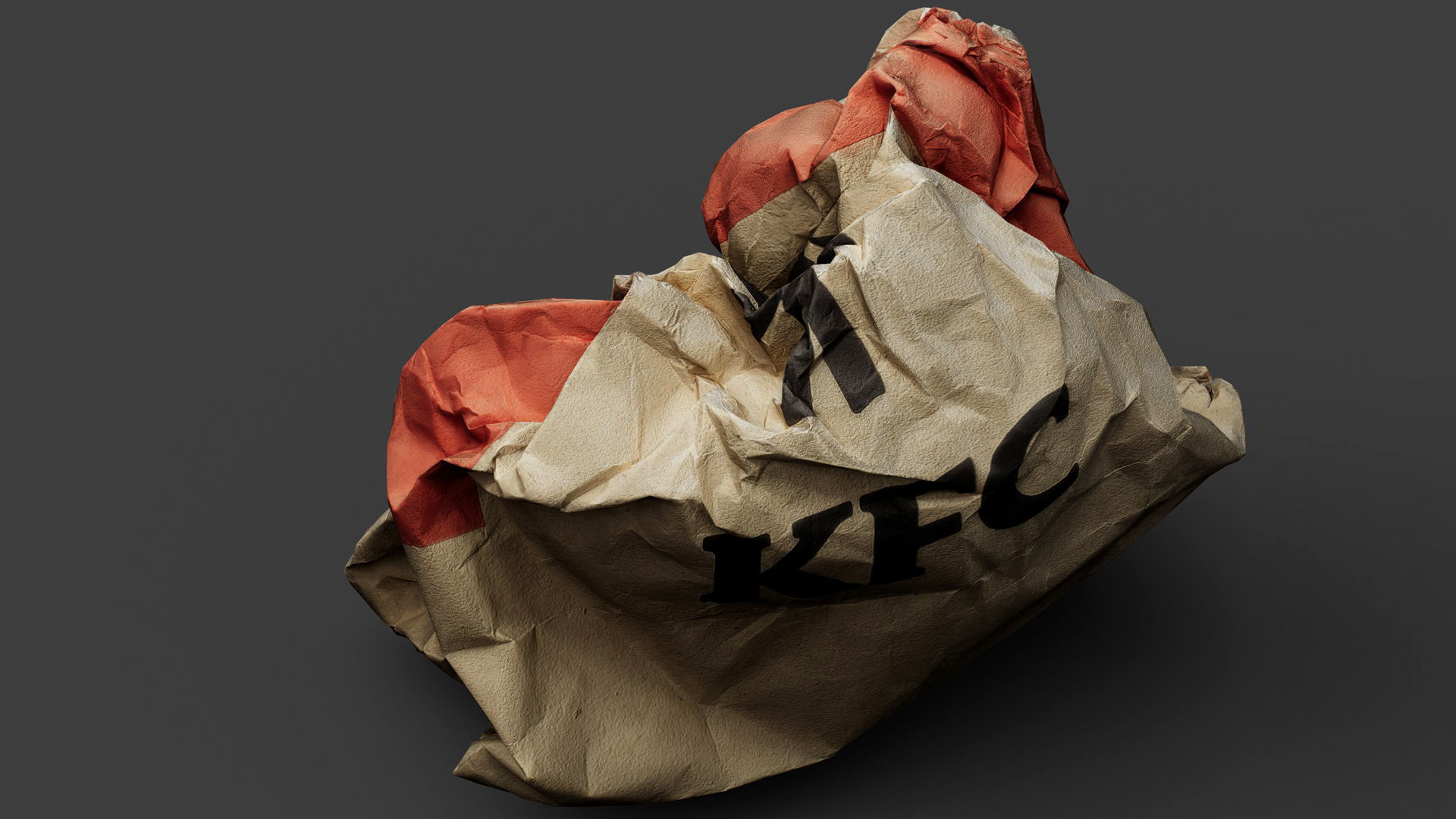 crumpled paperbag fastfood trash pt4 photogrammetry Low-poly 3D model_1