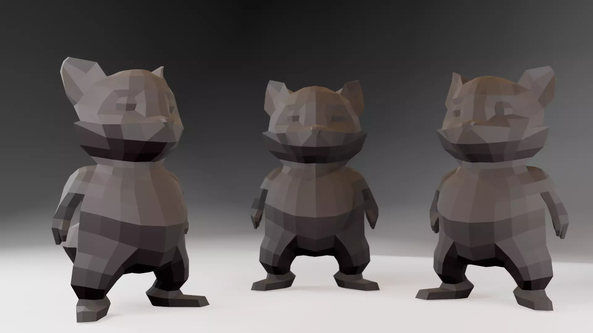 Charming Low-Poly Cartoon Raccoon Low-poly 3D model_0