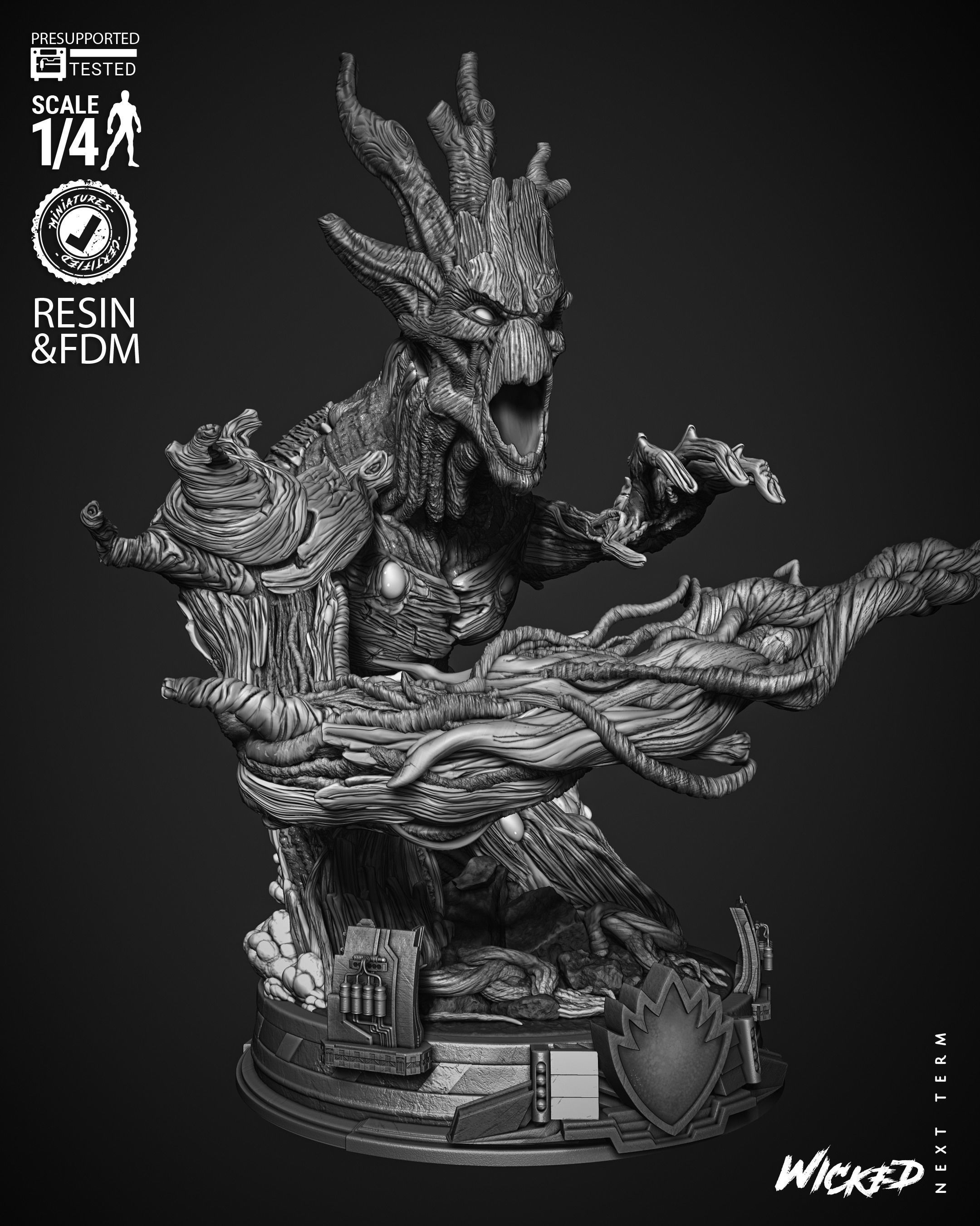 Wicked Marvel Groot Bust  3D print model_21