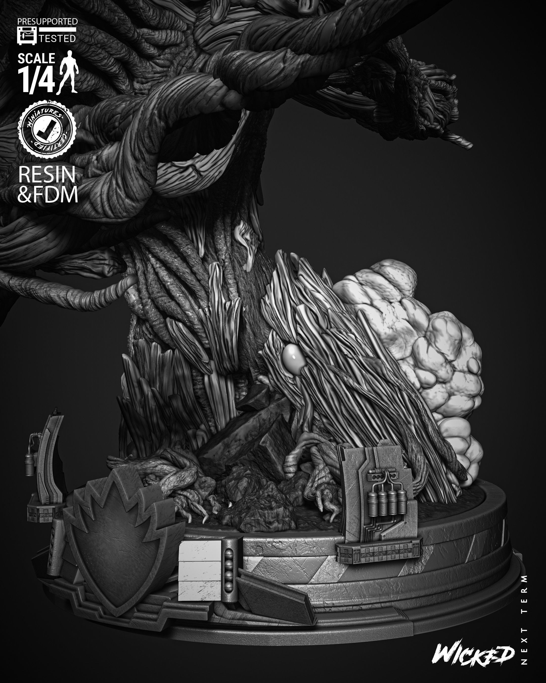 Wicked Marvel Groot Bust  3D print model_16