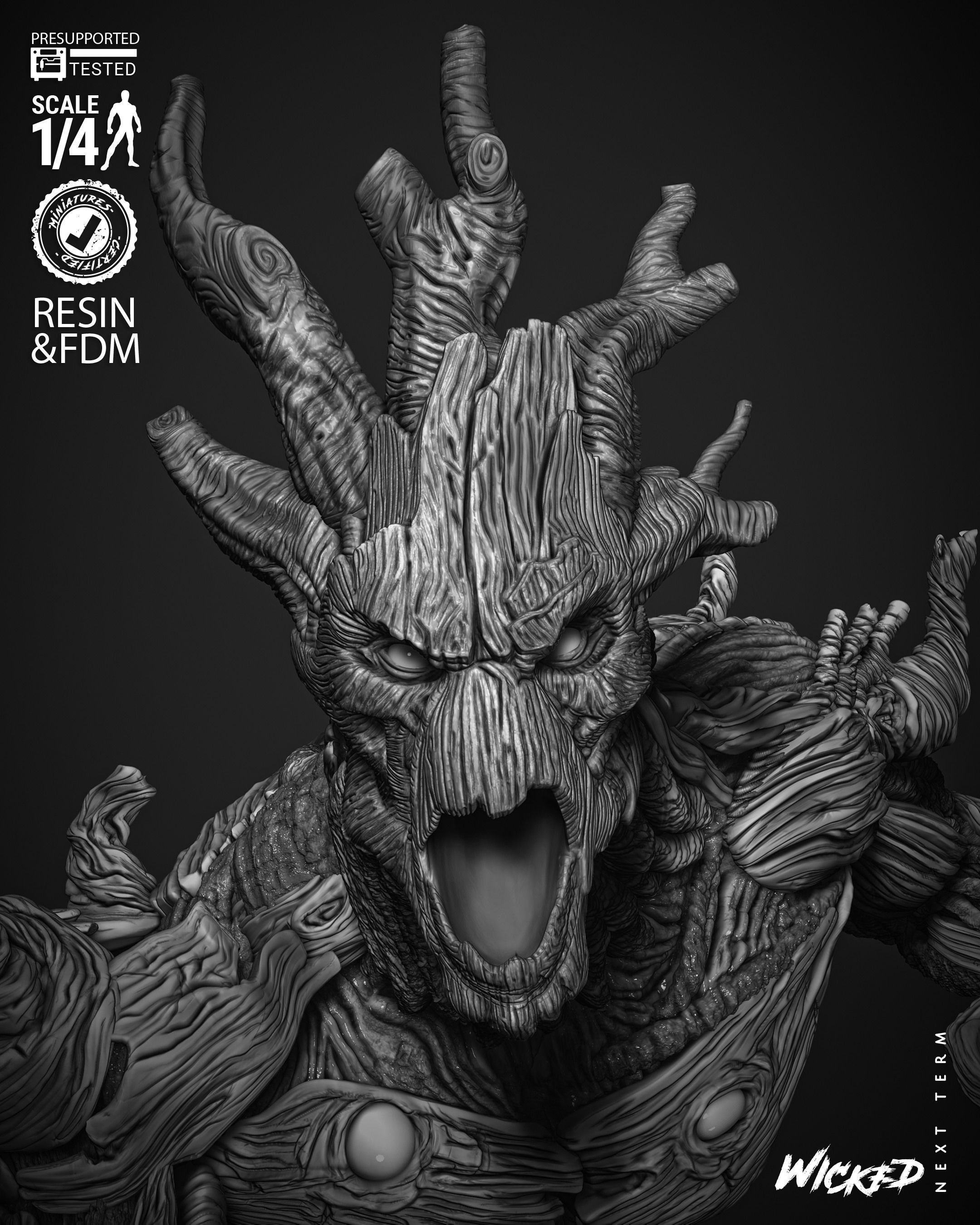 Wicked Marvel Groot Bust  3D print model_8