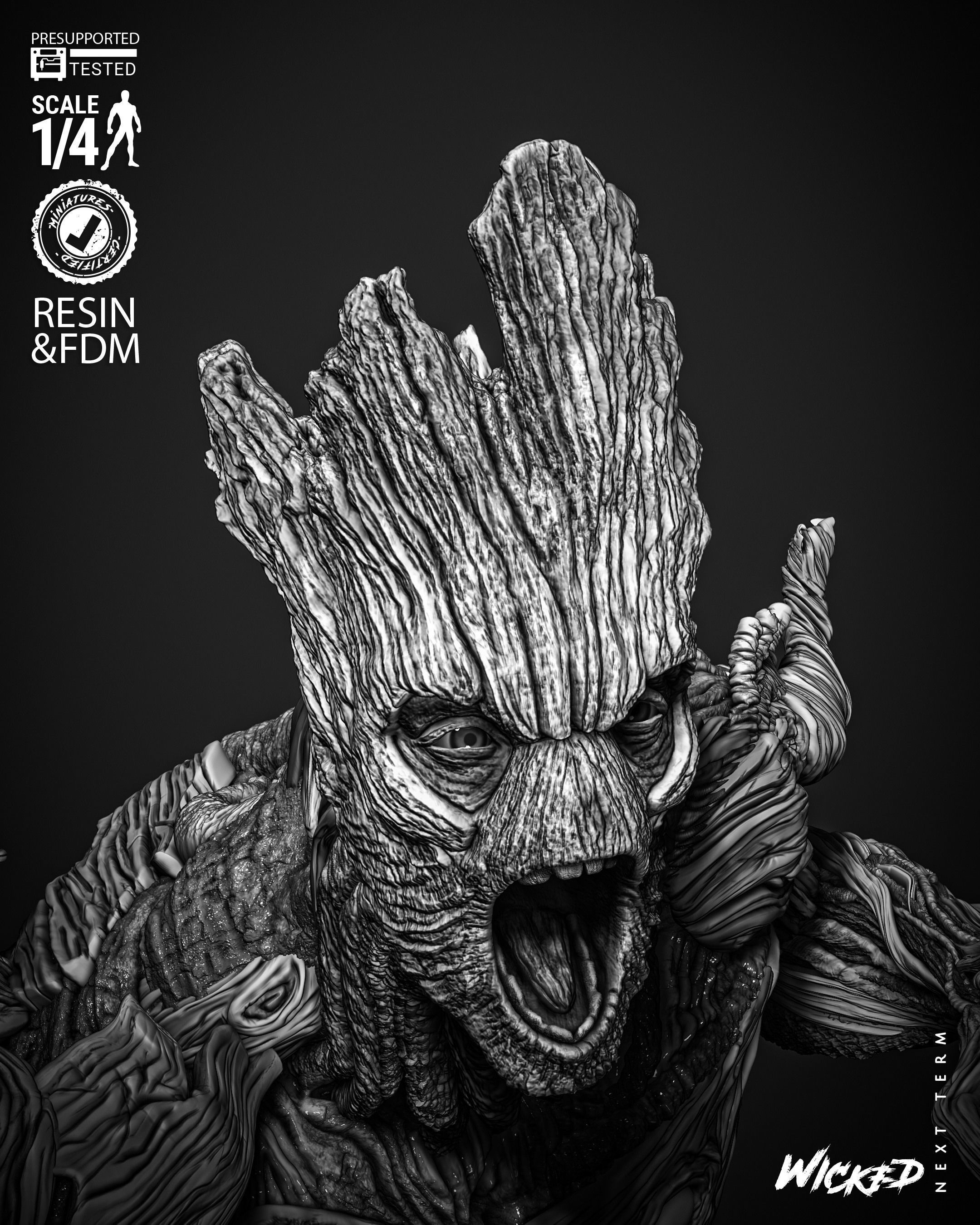 Wicked Marvel Groot Bust  3D print model_9