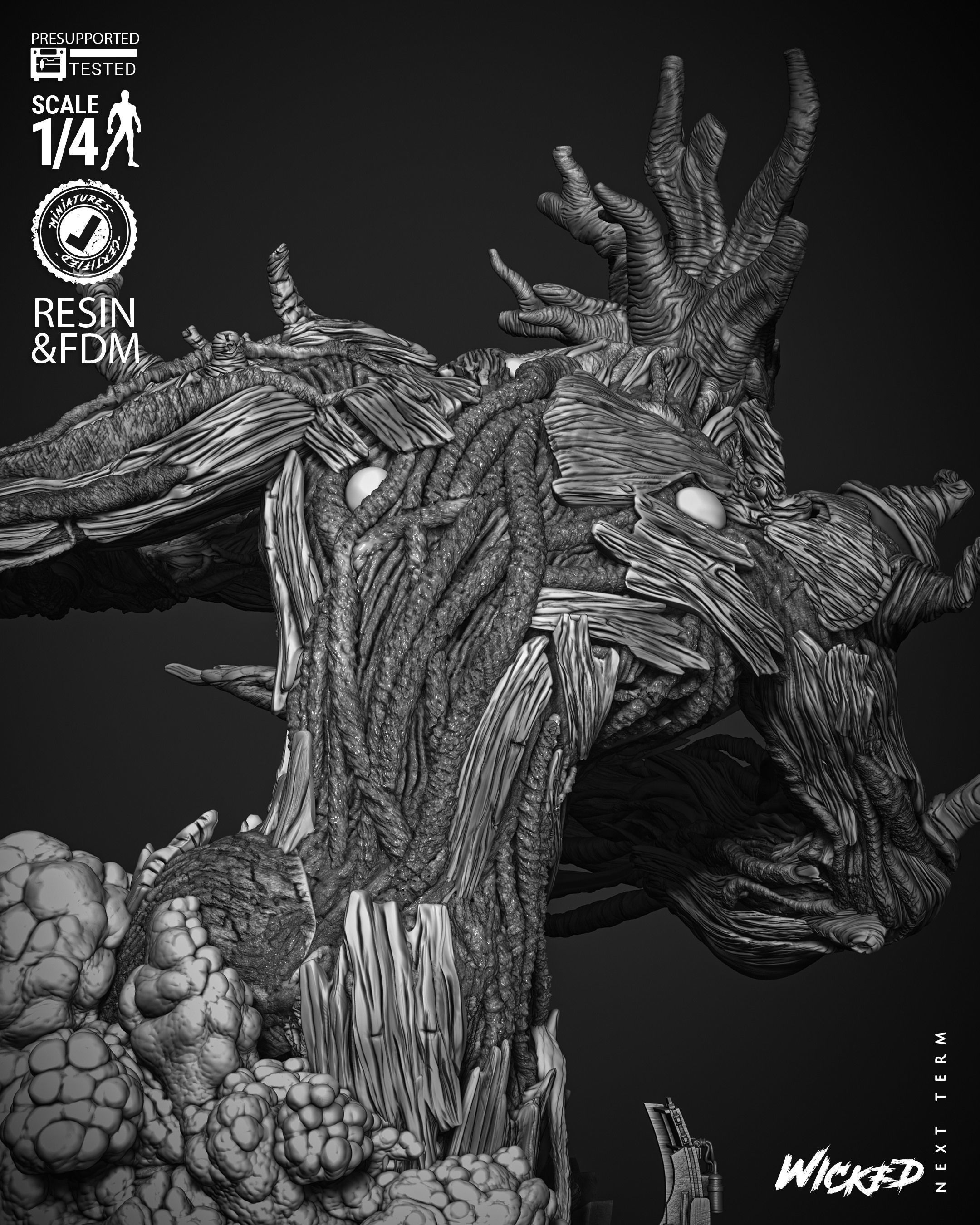 Wicked Marvel Groot Bust  3D print model_42