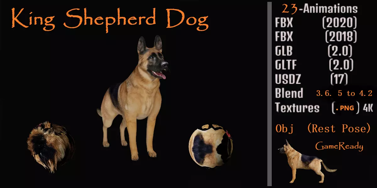 King Shepherd Dog Low-poly 3D model_0