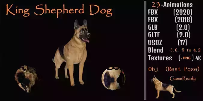 King Shepherd Dog Low-poly 3D model