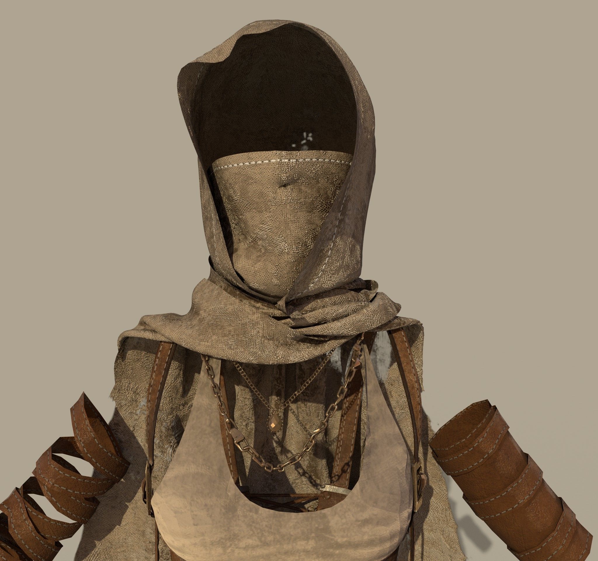 3D Female Warrior Outfit with Cape and Boots 3D model_12