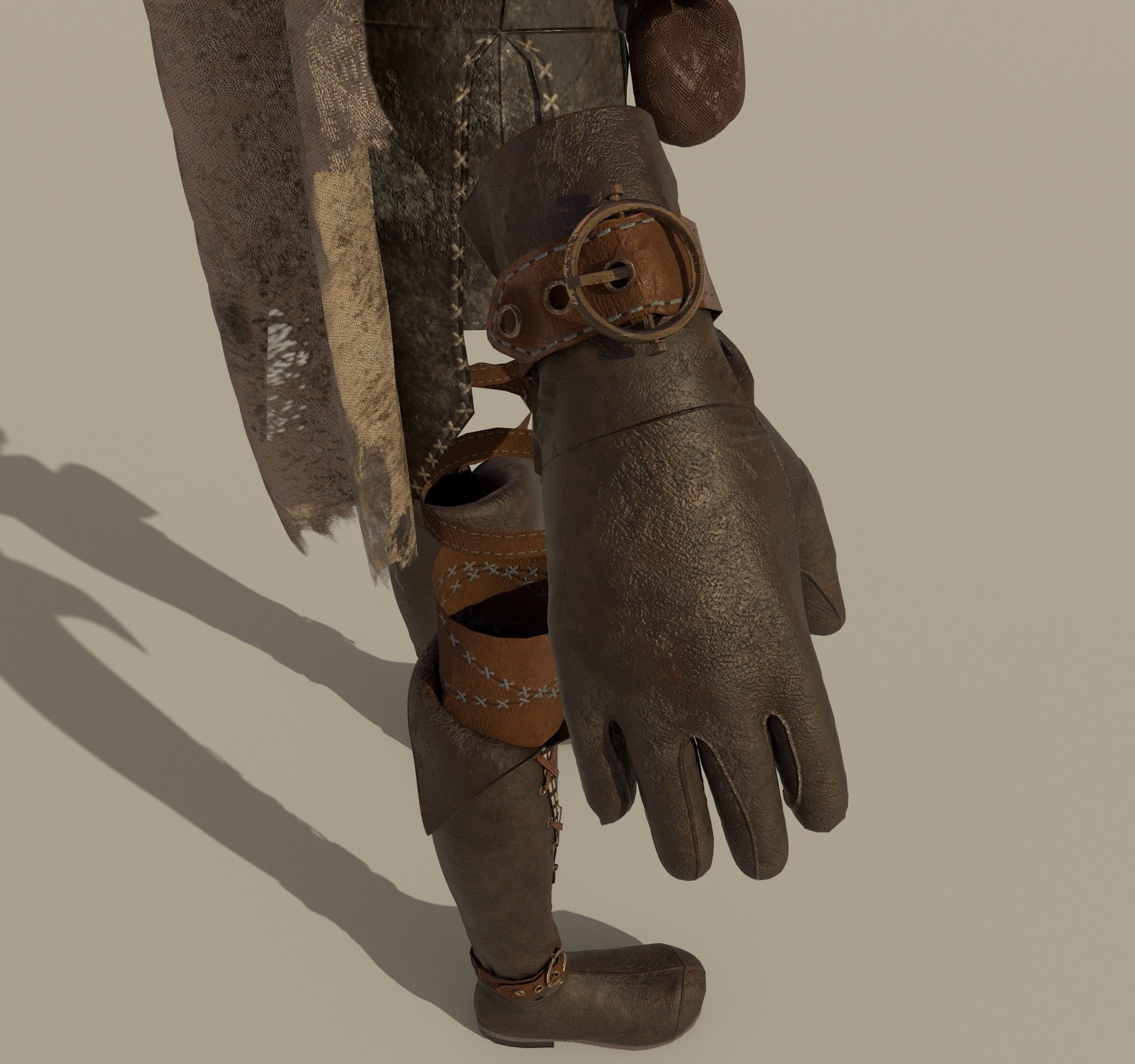 3D Female Warrior Outfit with Cape and Boots 3D model_9