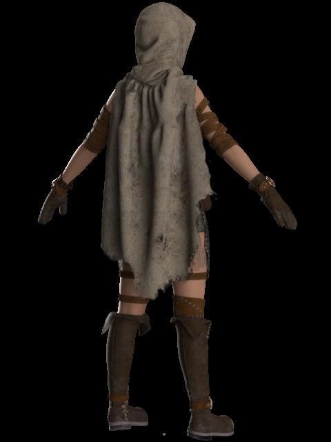 3D Female Warrior Outfit with Cape and Boots 3D model_14
