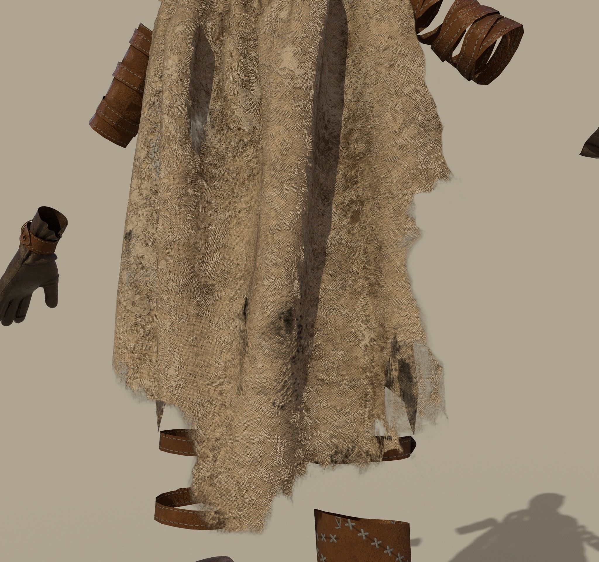 3D Female Warrior Outfit with Cape and Boots 3D model_10