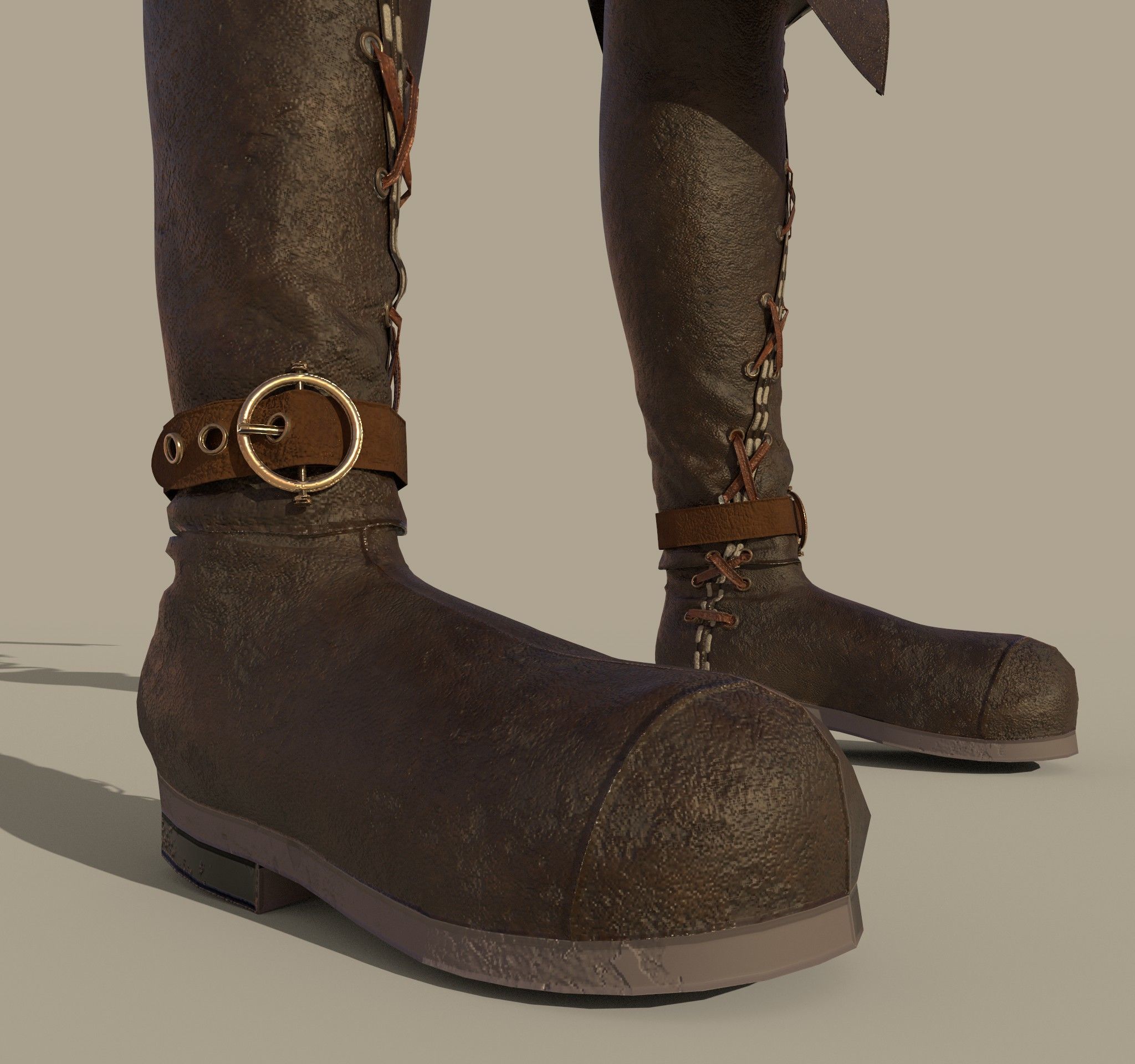 3D Female Warrior Outfit with Cape and Boots 3D model_11