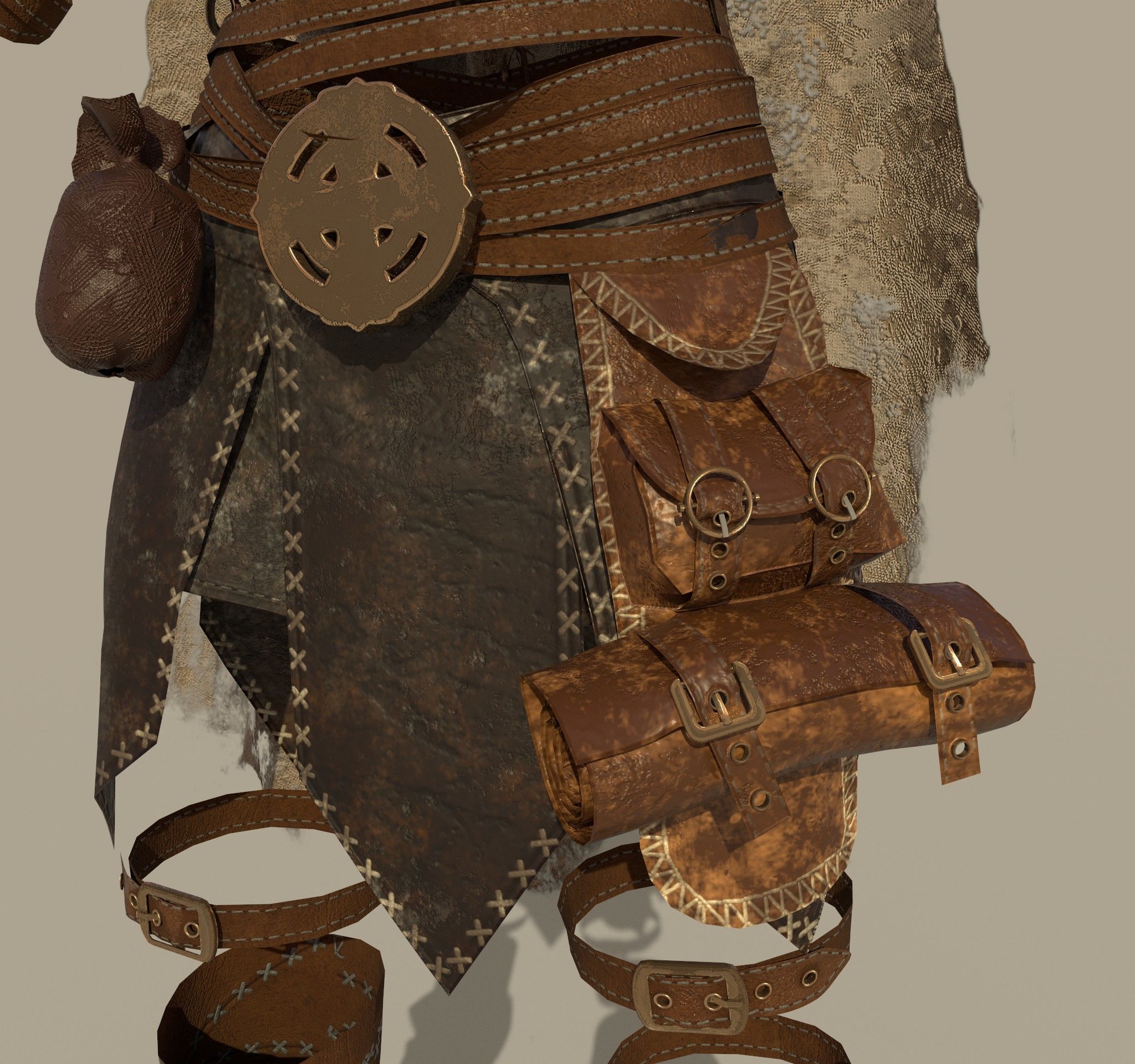 3D Female Warrior Outfit with Cape and Boots 3D model_5